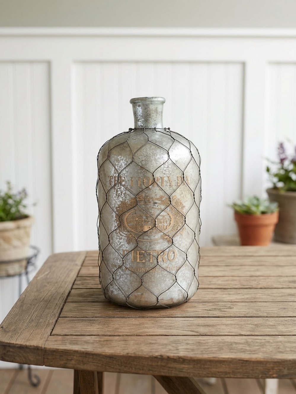 Glass Bottle Vase Vintage Farmhouse Accent